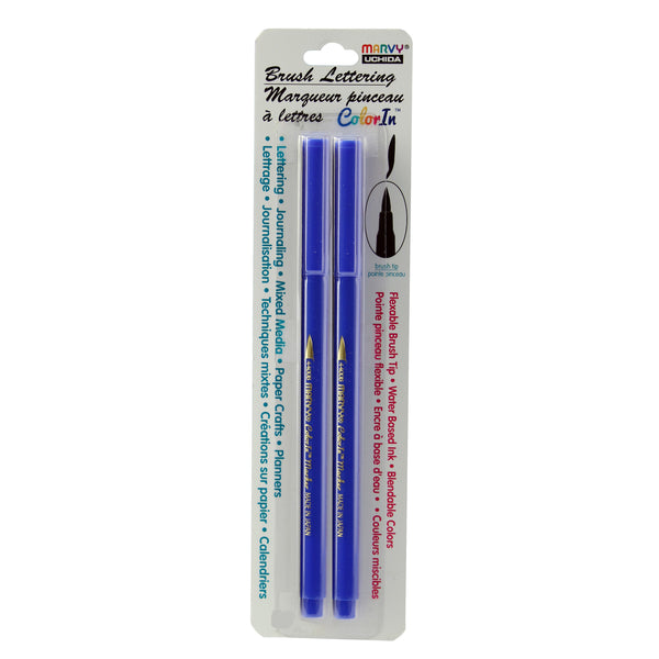 BRUSH LETTERING MARKERS 2 PIECE SET - BLUE BRUSH LETTERING MARKERS 2 PIECE SET - BLUE