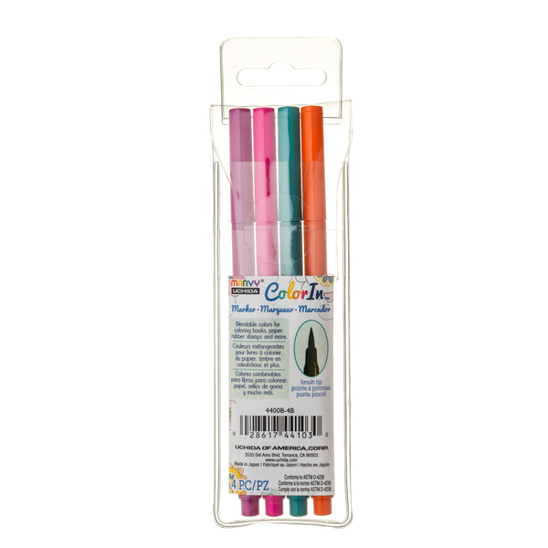 COLOR IN BRUSH MARKER - BRIGHT 4 PC SET COLOR IN BRUSH MARKER - BRIGHT 4 PC SET