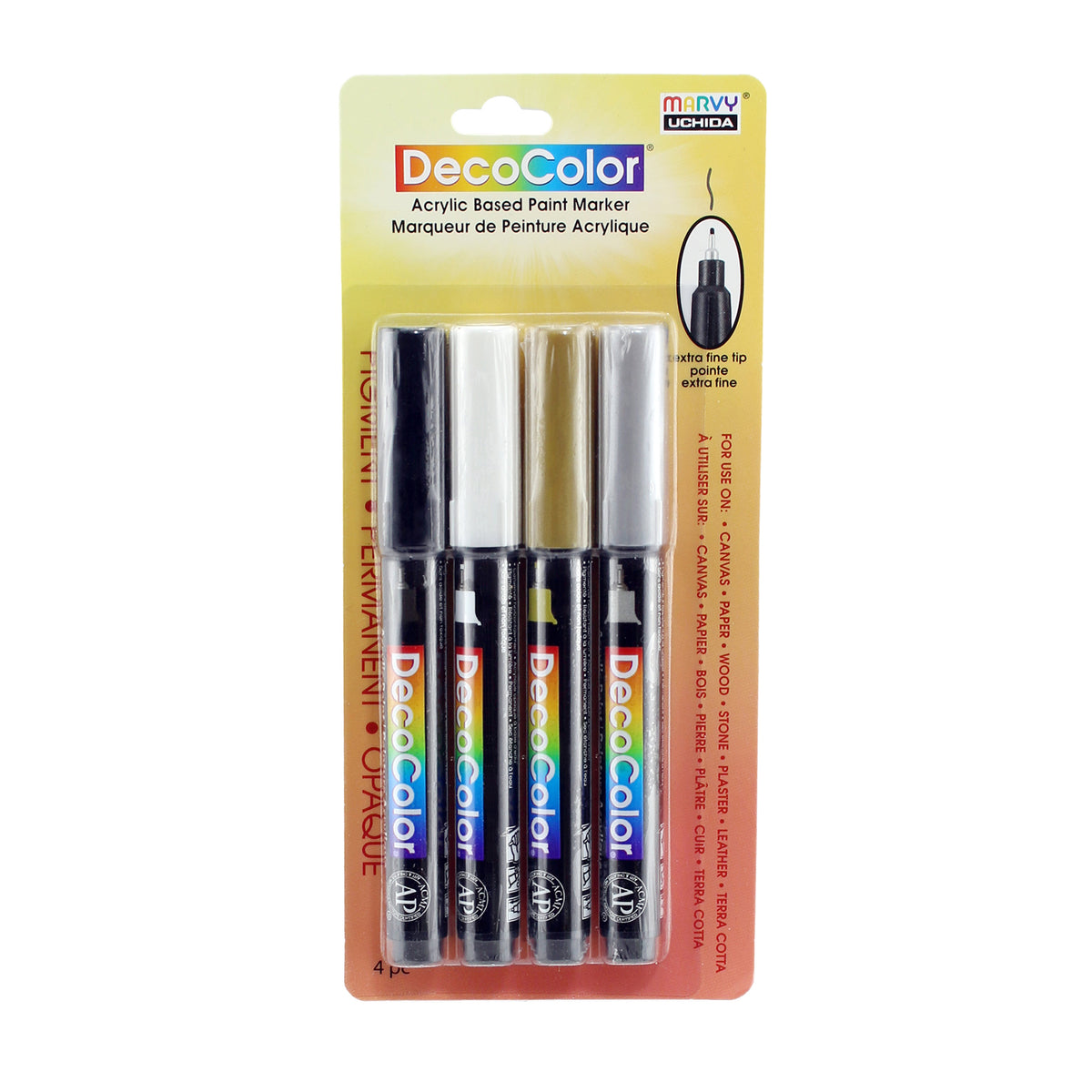 Extra Fine Tip Acrylic paint pen gold & silver - Set of 6 gold marker pens