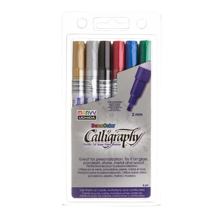 Marvy Uchida Decocolor Calligraphy Paint Markers Metallic Gold [Pack Of 6]  (6PK-125-S-GLD)