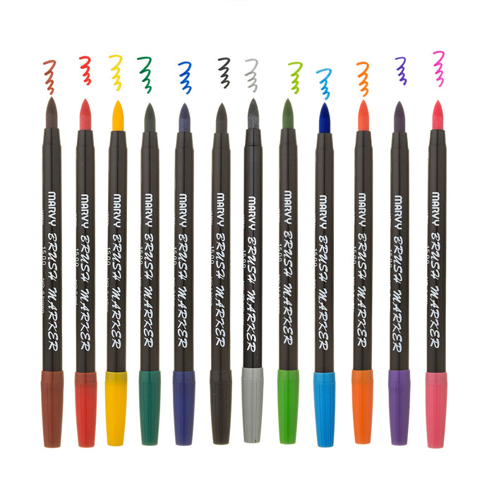 Brush Tip Permanent Marker, Medium, Assorted Colors, 12/Set 1810704, 1  count - Foods Co.