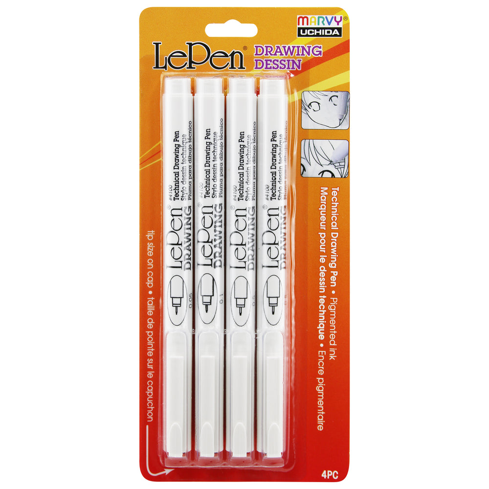 Uchida Le Pen, Technical Drawing Set, 4-Pens, Black