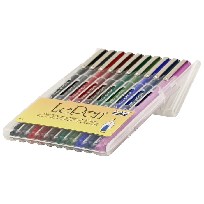 Le Pen Marvy Uchida Micro-fine 0.3mm Pens, 10pc 2 Sets Dark And Neon Colors  NEW