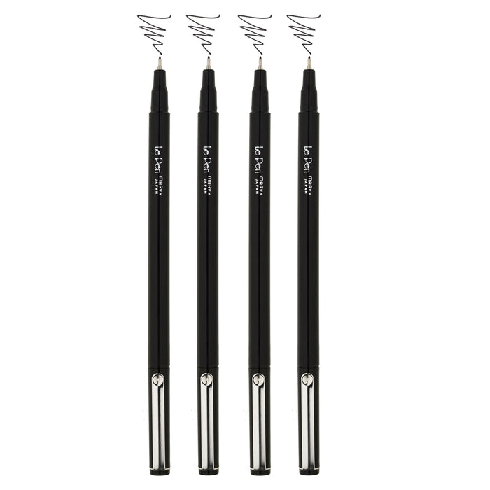 Le Pen Technical Drawing Set 4/Pkg-.05mm, .1mm, .5mm, .8mm Black