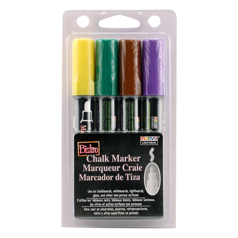 Bistro Chalk Markers, Fine Tip 4-Color Set, Metallic - UCH4824M, Uchida Of  America, Corp