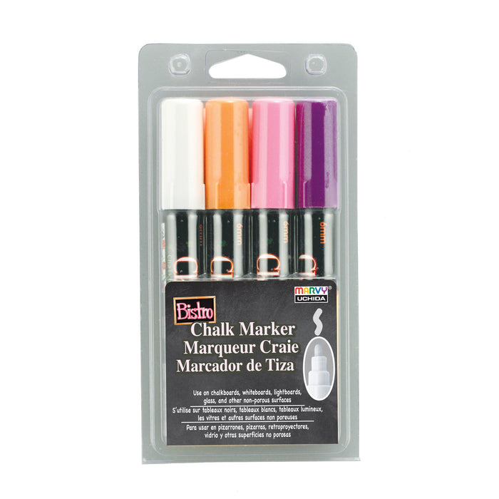 Uchida Bistro Chalk Markers, Set of 4 (Brown, Green, Yellow, Violet)