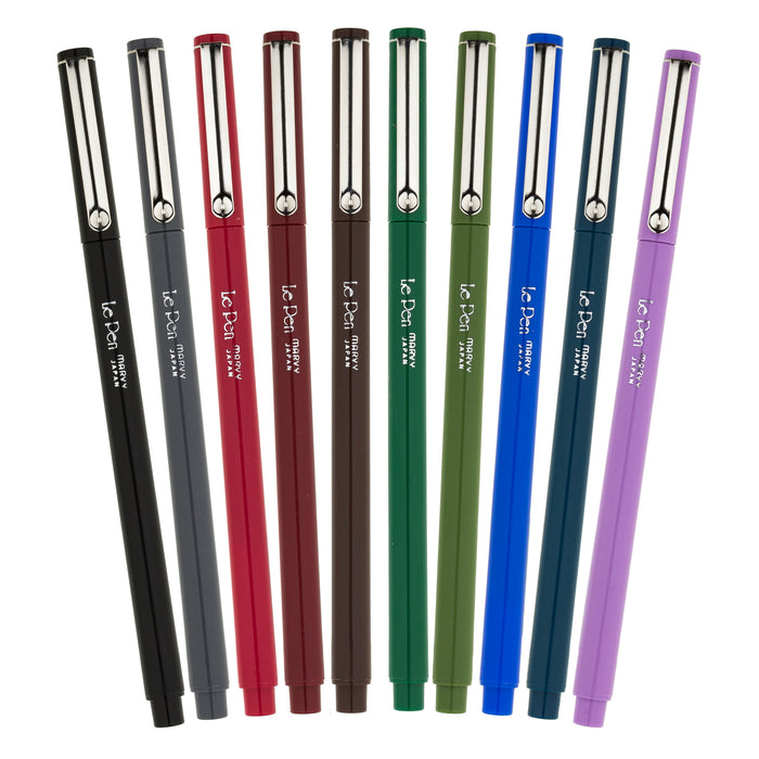 Le Pen Marvy Uchida Micro-fine 0.3mm Pens, 10pc 2 Sets Dark And Neon Colors  NEW