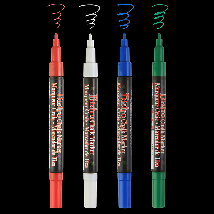 Bistro Chalk Markers, Fine Tip, 4-Color Set, Red, Green, Blue
