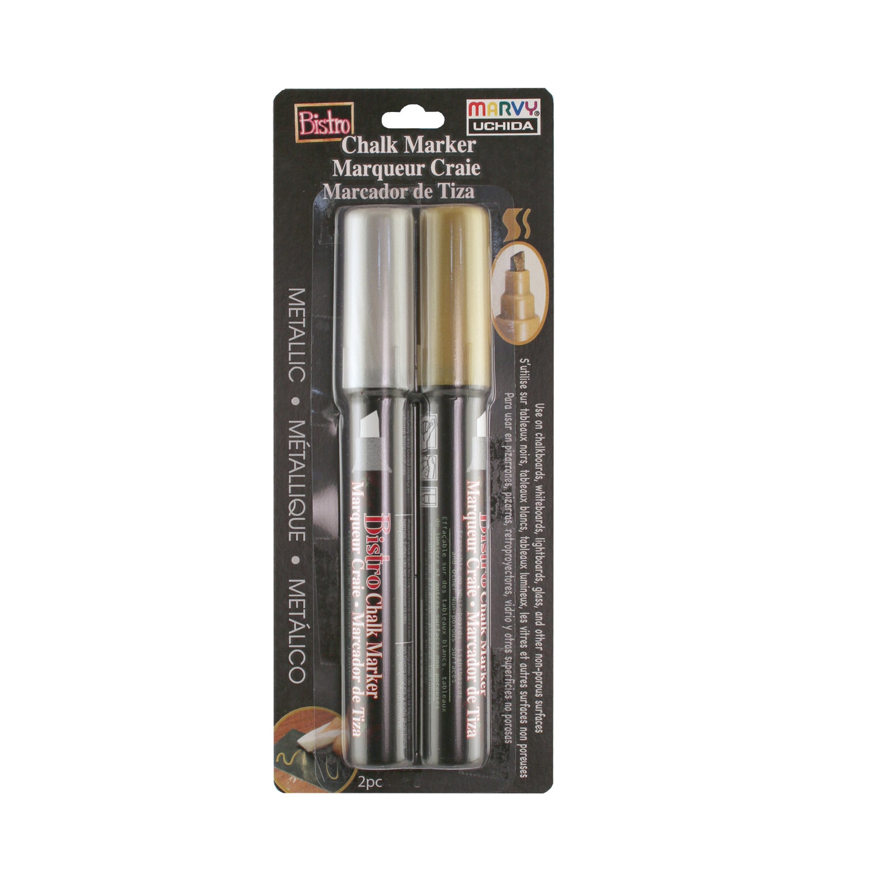 BISTRO CHALK MARKER CHISEL TIP 2 PC METALLIC SET — Marvy Uchida