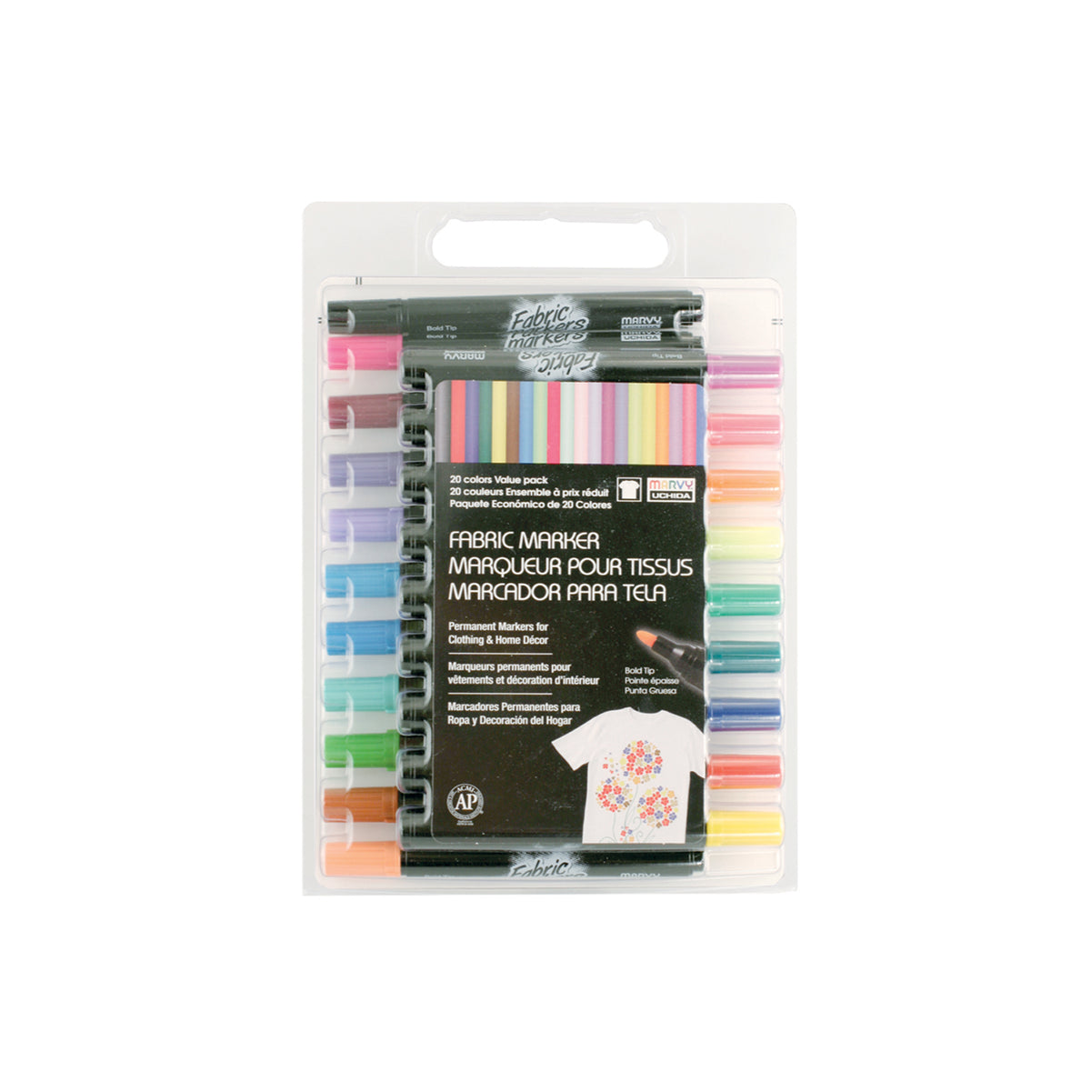 Fabric Marker, Permanent, Multiple Colors, Fade Resistant, Pack of 20