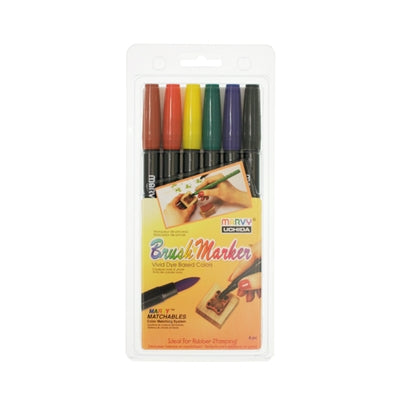 BRUSH MARKER - 6 PIECE PRIMARY SET A