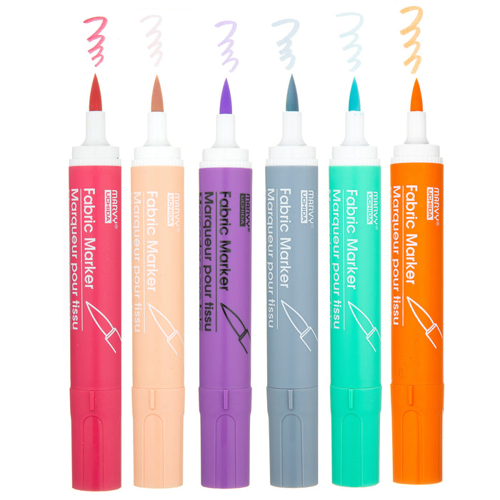Marvy Uchida Puffy Velvet fabric markers set of 6 Fluorescent